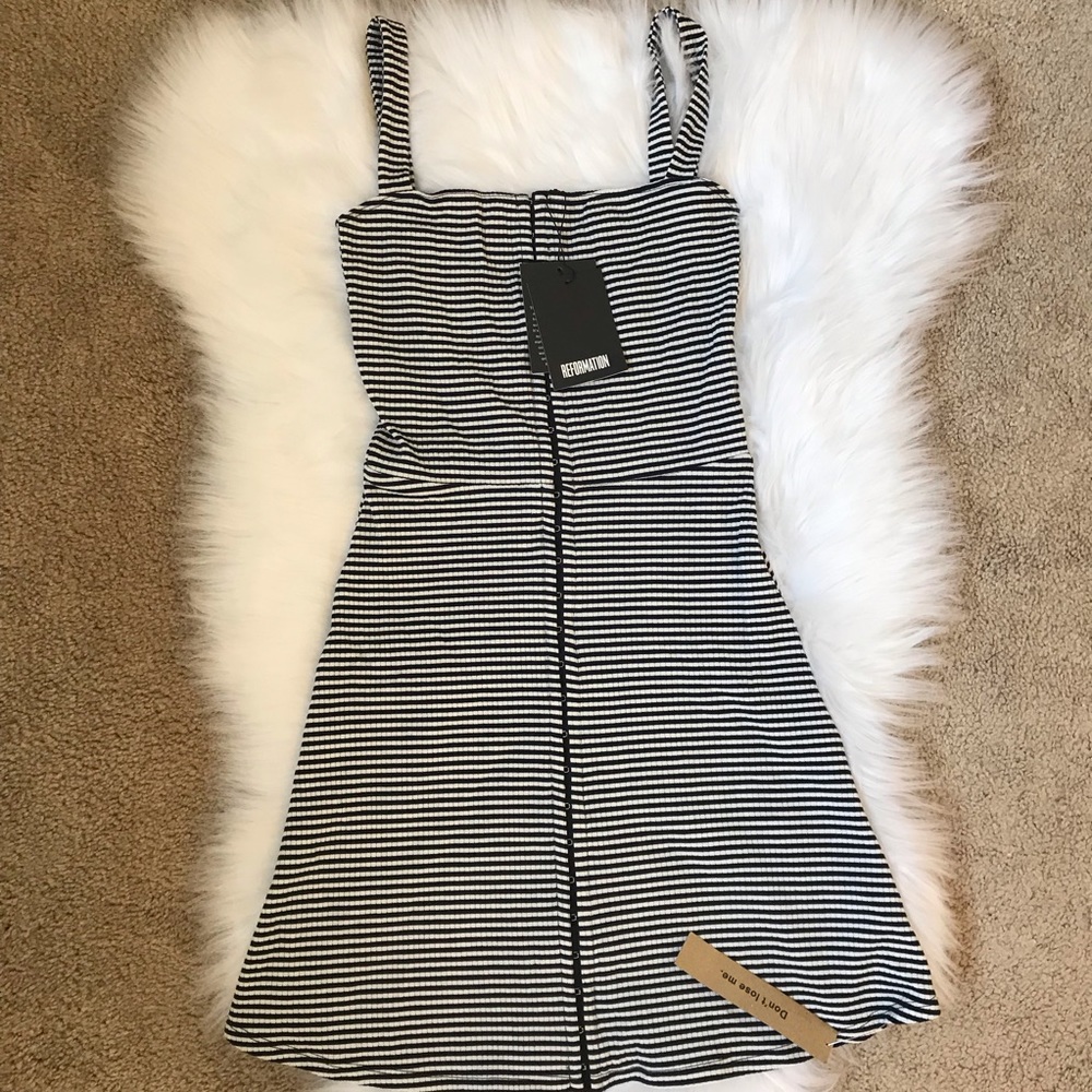 NWT reformation nellies dress Cannes stripe xs - Picture 2 of 7